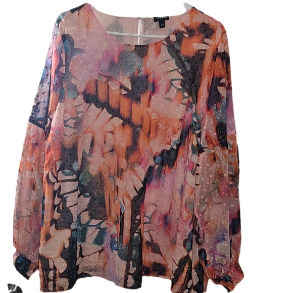 Torrid tropical multi color tunic Blouse, Size 1 - Picture 3 of 4
